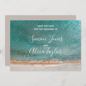 Strandbestemming bruiloft save the date (Voorkant / Achterkant)