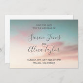 Strandbestemming bruiloft save the date (Voorkant / Achterkant)