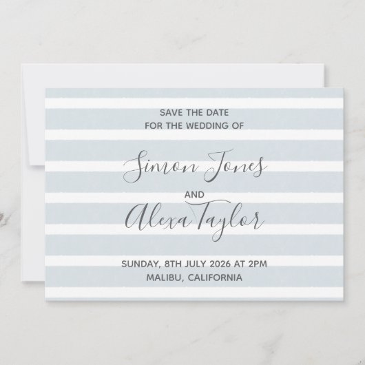 Strandbestemming bruiloft save the date (Voorkant)