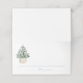 Strandbestemming bruiloft | Shell Christmas Tree Plaatskaartje (Buitenkant ongevouwen)
