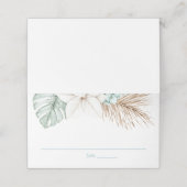 Strandbestemming bruiloft | tropische bladeren plaatskaartje (Buitenkant ongevouwen)