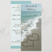 Strandbestemming Bruiloft uitnodiging, 2 harten Kaart (Voorkant / Achterkant)