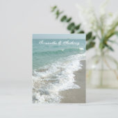 Strandbestemming bruiloft uitnodiging, schuimend S Kaart (Staand voorkant)