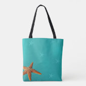 Strandbestemming bruiloft welkom blauwe zeester tote bag (Achterkant)