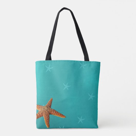 Strandbestemming bruiloft welkom blauwe zeester tote bag (Achterkant)