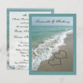 Strandbestemming Bruiloft Zandharten Medium Size Kaart (Voorkant / Achterkant)