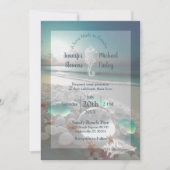 Strandbestemming Elegante Zee Glazen bruiloft Kaart (Voorkant)