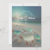 Strandbestemming Elegante Zee Glazen bruiloft Kaart (Achterkant)