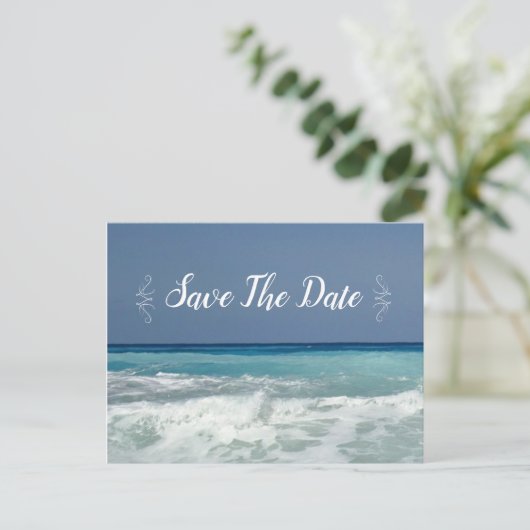 Strandbestemming Modern Save the Date Briefkaarten (Staand voorkant)