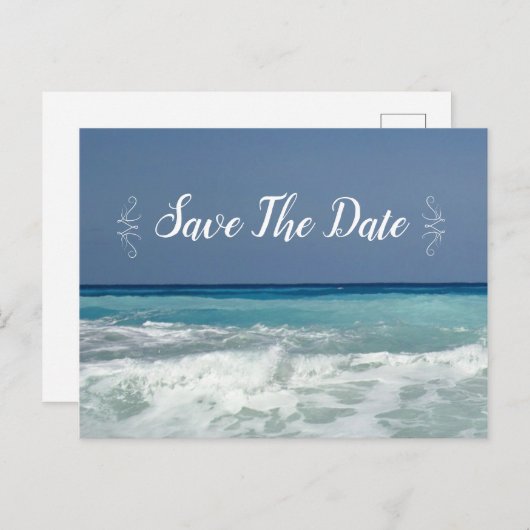 Strandbestemming Modern Save the Date Briefkaarten (Voorkant / Achterkant)