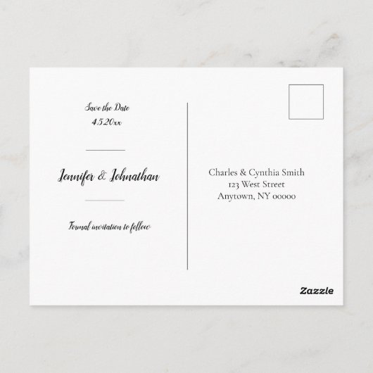 Strandbestemming Modern Save the Date Briefkaarten (Achterkant)