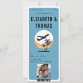 Strandbestemming Moderne Tropische Fotobruiloft Kaart (Voorkant)