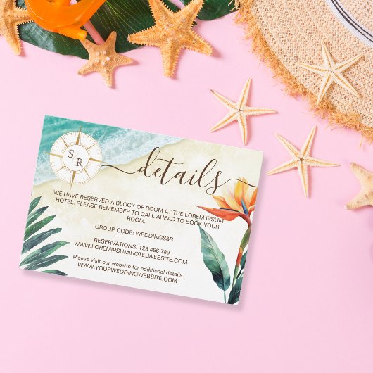 Strandbestemming Paspoort Kompas Monogram Detail Informatiekaartje