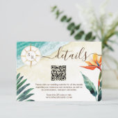 Strandbestemming Paspoort Kompas QR code Details Informatiekaartje (Staand voorkant)