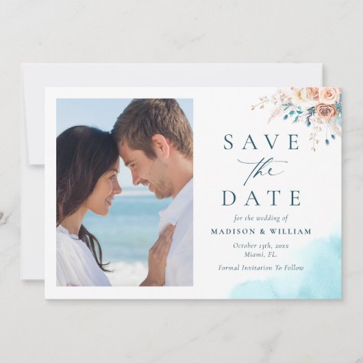 Strandbestemming Save the Date Kaart (Voorkant)