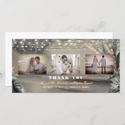 Strandbestemming Tropische bruiloft Dank u Bedankkaart (Voorkant / Achterkant)