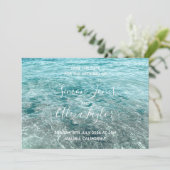 Strandbestemming trouwdag save the date (Staand voorkant)