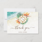 Strandbestemming Trouwpaspoort Dank u RSVP Kaartje (Voorkant)