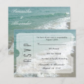 Strandbestemming Trouwticket Uitnodiging RSVP (Voorkant / Achterkant)