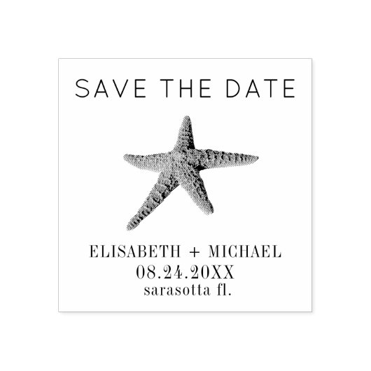 Strandbestemming zeesterren bruiloft bewaar de dat rubberstempel (Afrduk)