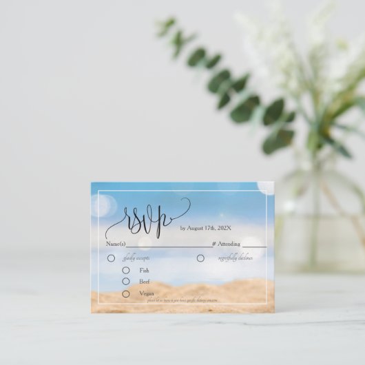 Strandbestemmingen RSVP Card Enclosure Kaart (Staand voorkant)