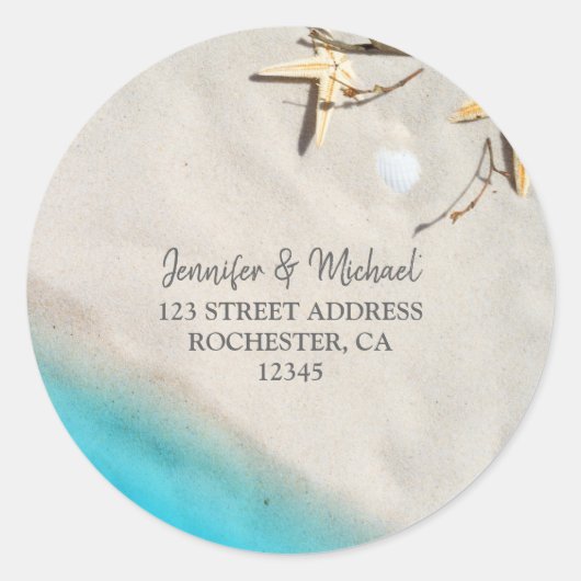 Strandbestranden en bruiloft ronde sticker (Voorkant)