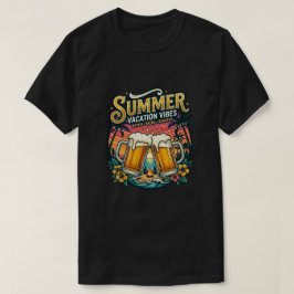 Strandbier en zonsondergangen - zomer vakantiefees t-shirt
