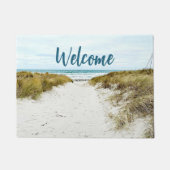 Strandblauw zand aangepaste foto thuis welkom deurmat (Voorkant)