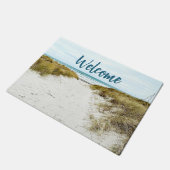 Strandblauw zand aangepaste foto thuis welkom deurmat (Schuin)