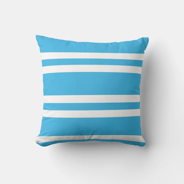 Strandblauwe turquoise strepen kussen (Voorkant)