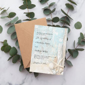 Strandblauwe zandzeester driftwood bruiloft kaart