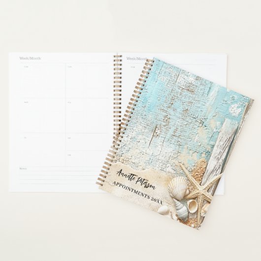 Strandblauwe zandzeester schelp 2026 planner (Display)