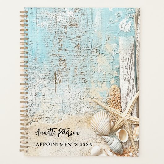 Strandblauwe zandzeester schelp 2026 planner (Voorkant)