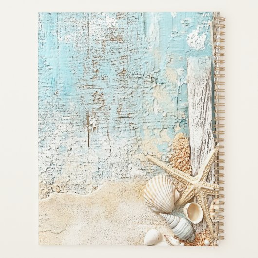 Strandblauwe zandzeester schelp 2026 planner (Achterkant)