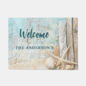 Strandblauwe zandzeester shell welkom deurmat (Voorkant)