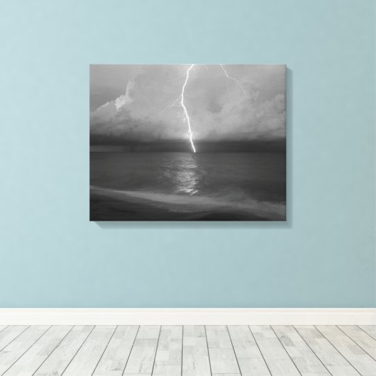 strandbliksem canvas afdruk (Insitu (Houten vloer))