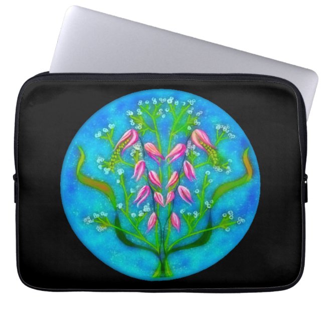 Strandbloemen Acryl Schilderen Laptop Sleeve (Voorkant)