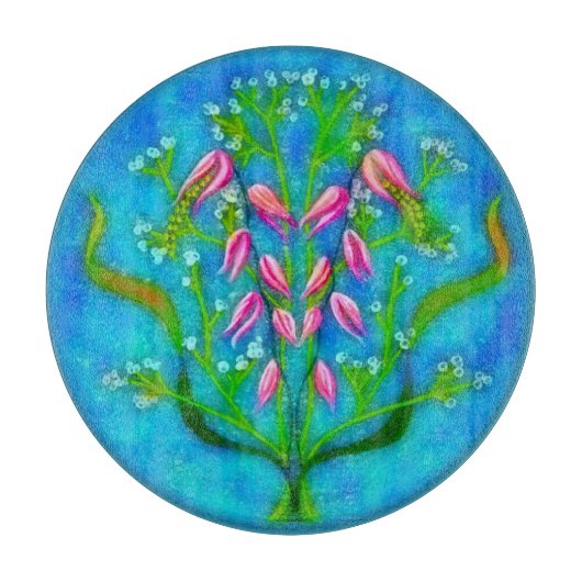 Strandbloemen Acryl Schilderen Snijplank (Voorkant)