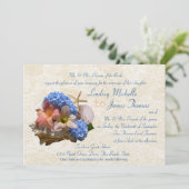 Strandboeket en Seashells Destination Wedding Kaart (Staand voorkant)