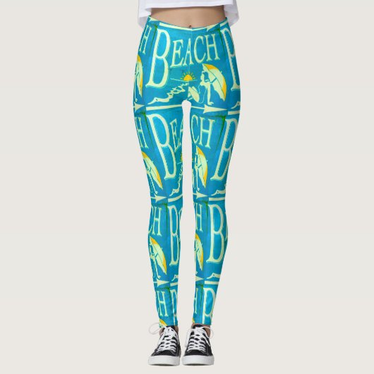 Strandbord blauw leggings (Voorkant)