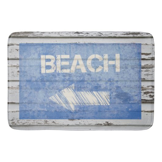 Strandbord op Verweerd Wit Hout Badmat (Voorkant)