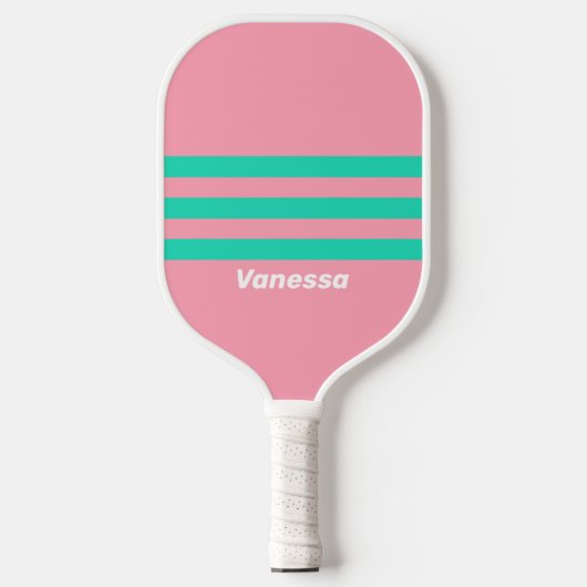 Strandbries Nostalgisch over Strepen met Naam Pickleball Paddle (Voorkant)