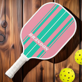 Strandbries Nostalgische Bordstrepen met Naam Pickleball Paddle