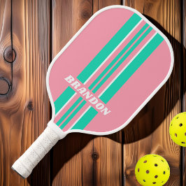 Strandbries Nostalgische Rallystrepen met Naam Pickleball Paddle