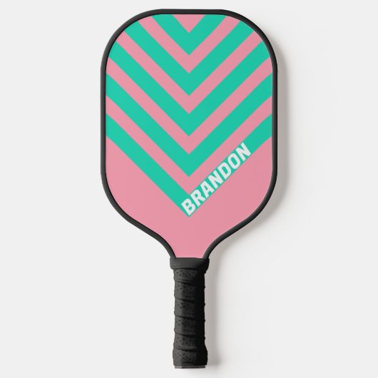 Strandbries Nostalgische Vintage Chevron met Naam Pickleball Paddle (Voorkant)