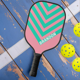Strandbries Nostalgische Vintage Chevron met Naam Pickleball Paddle
