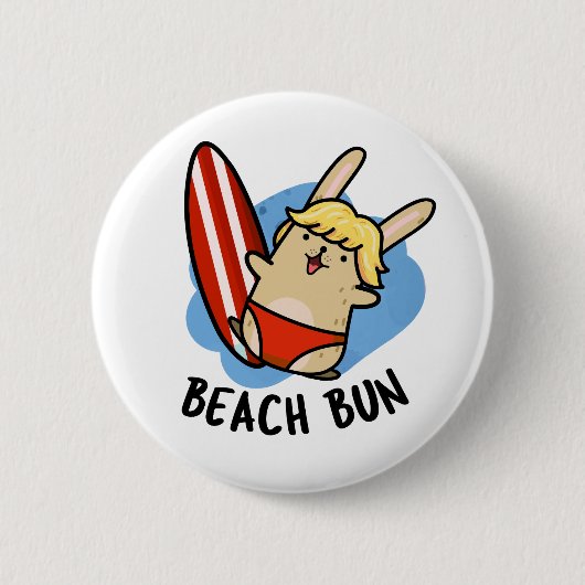 Strandbrood Grappige Konijn Pun Ronde Button 5,7 Cm (Voorkant)