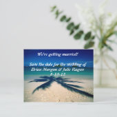 strandbruiloft aankondigingskaart (Staand voorkant)