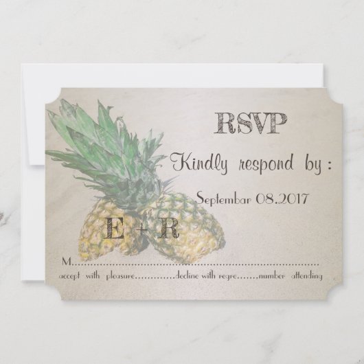 Strandbruiloft Ananas RSVP Kaart (Voorkant)