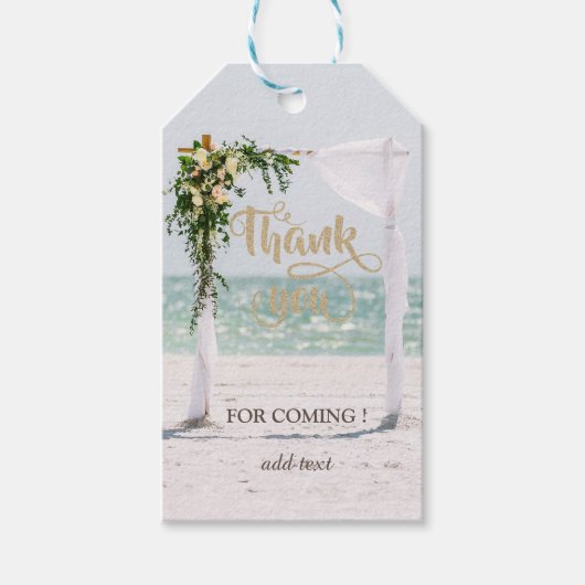 Strandbruiloft Arbor Bloemige Dankjewel Cadeaulabel (Voorkant)